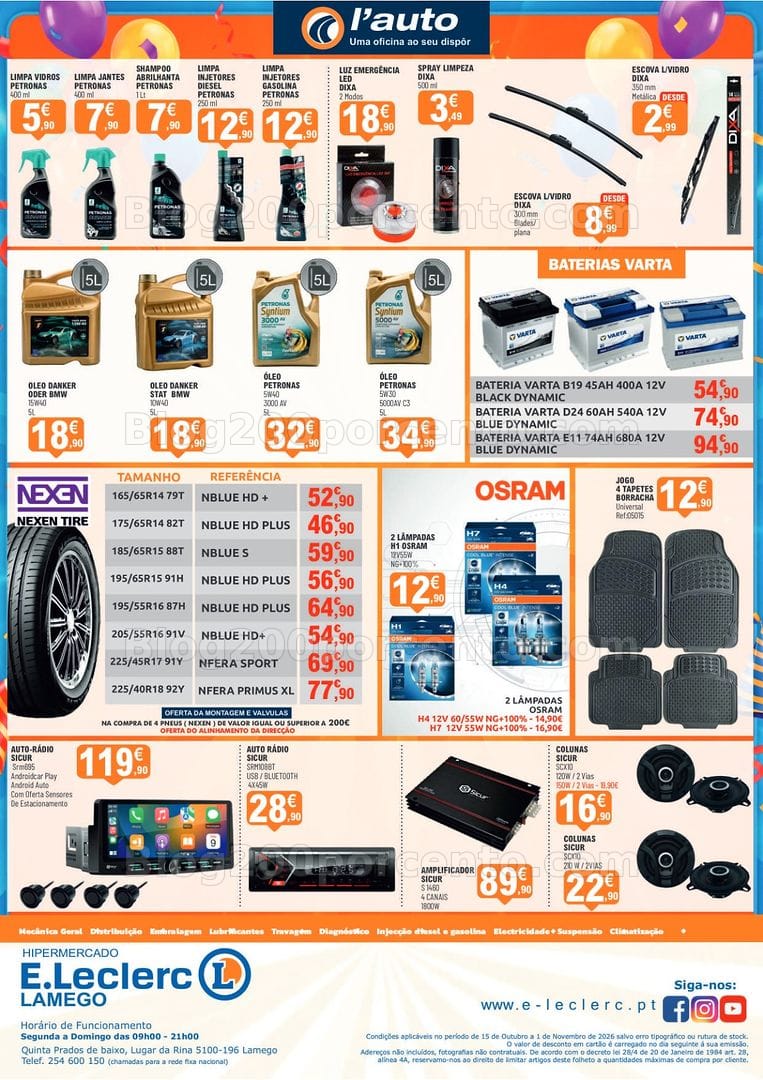 Antevisão Folheto E-LECLERC Lamego Bazar Aniversário 15 outubro a 1 novembro